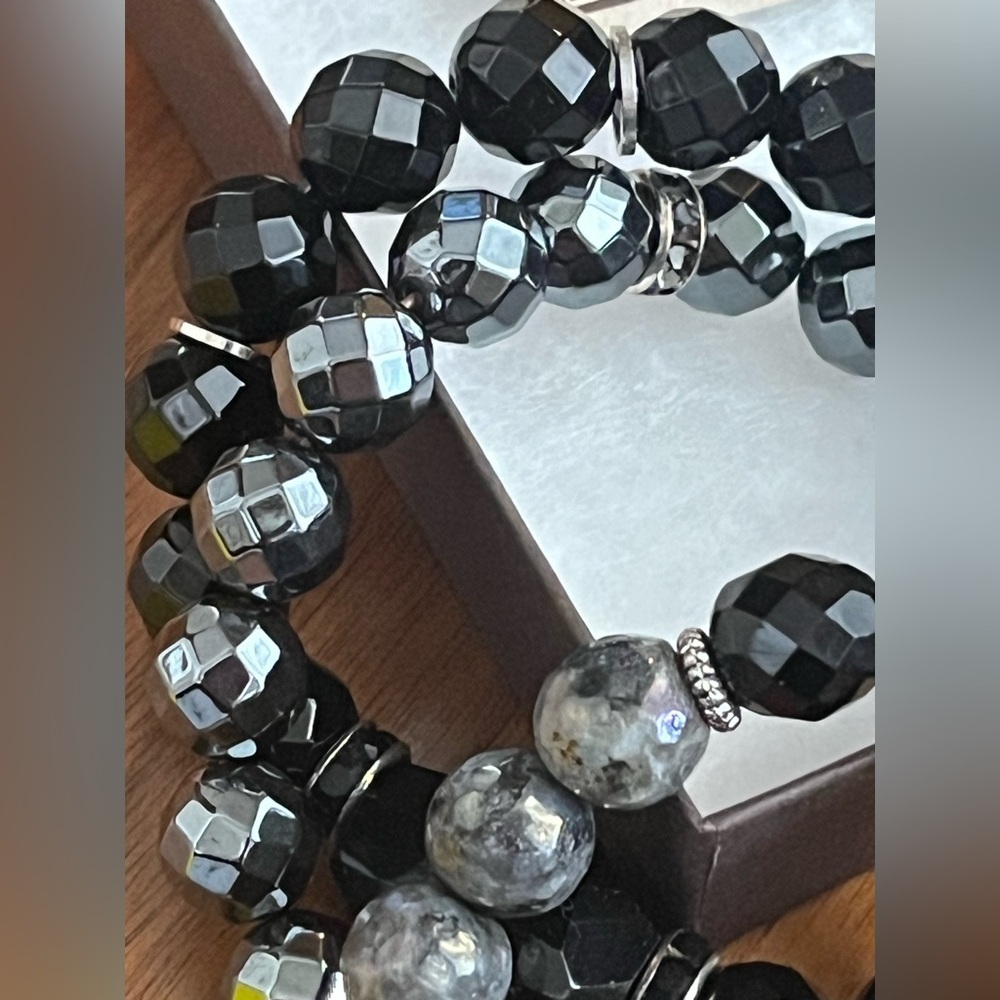 Barb Clawson Designs, Elegant Black Beaded Bracelet Set, NEW - Picture 9 of 11